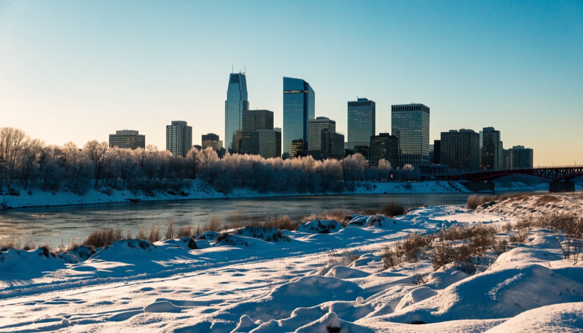The Edmonton skyline across the river valley