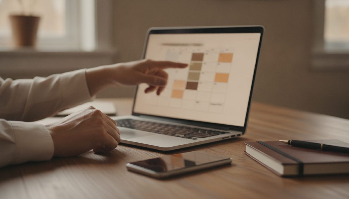 A booking calendar open on a laptop screen